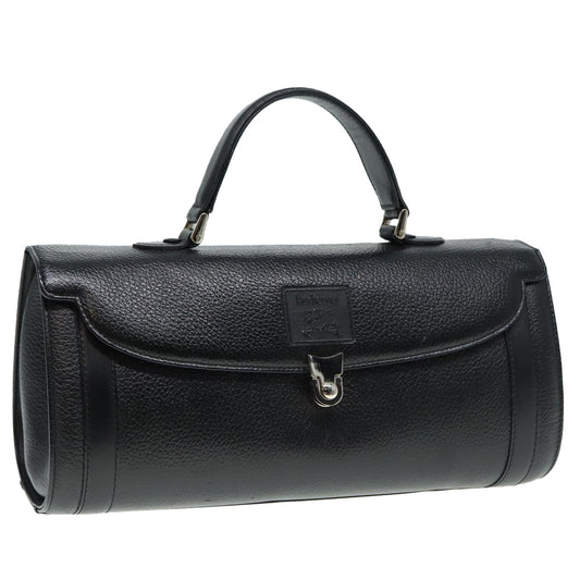 Burberry Luxury ss Hand Bag Auth Leather Black Silver Travel Bag