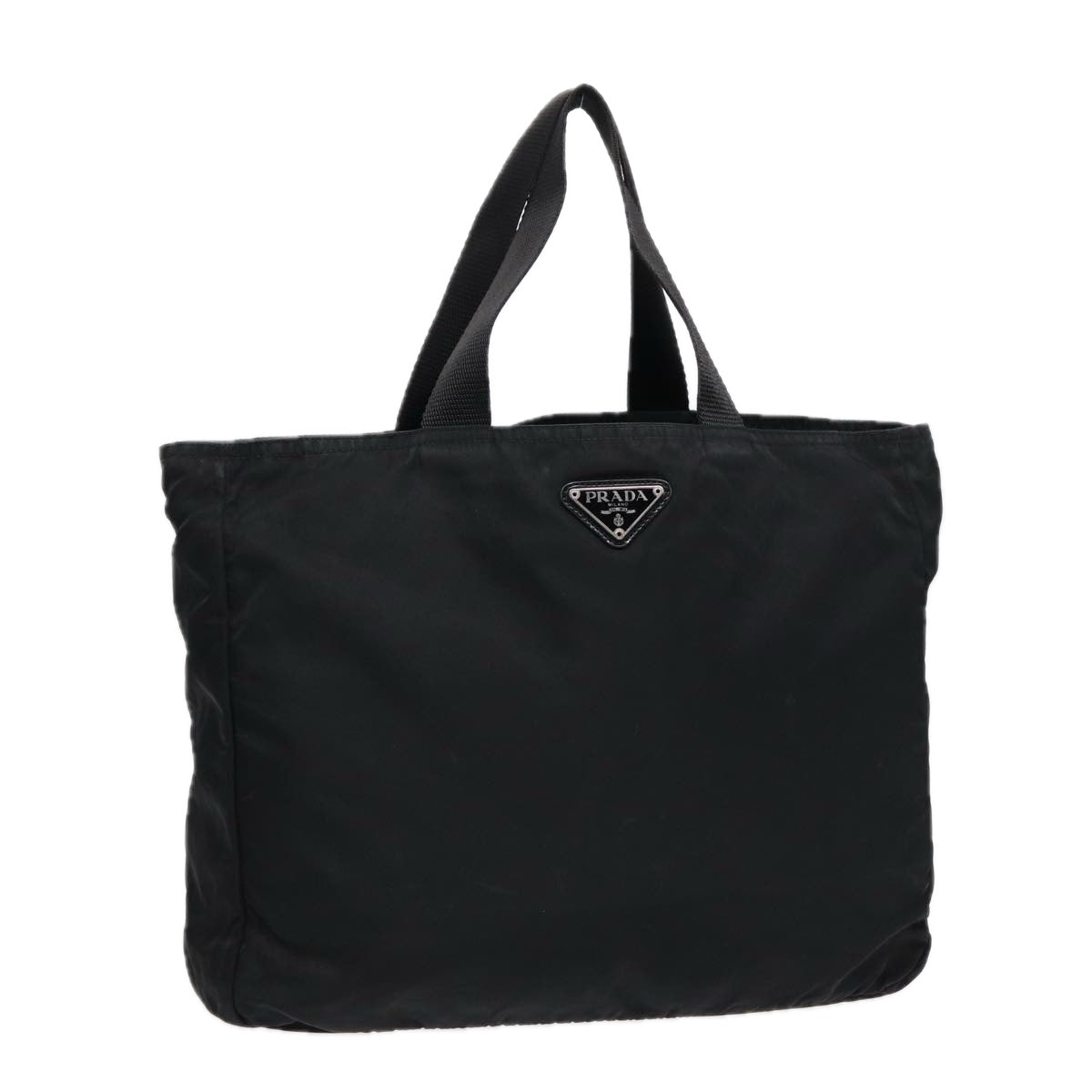Prada Hand Bag Auth Nylon Black Silver Travel Bag Silver Auth 88781