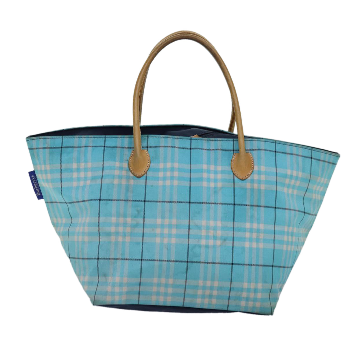 Burberry Luxury ss Nova Check Label Tote Bag Light Nylon Blue Silver