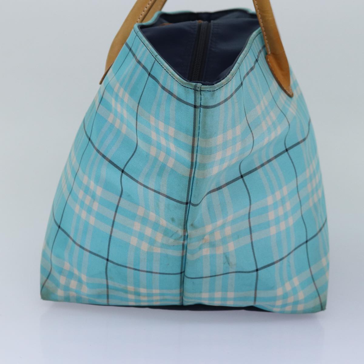 Burberry Luxury ss Nova Check Label Tote Bag Light Nylon Blue Silver