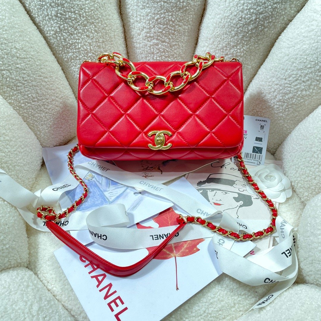 Chllarge Top Qualityap Bag Hardware For Women Red Gold Shoulder Bag