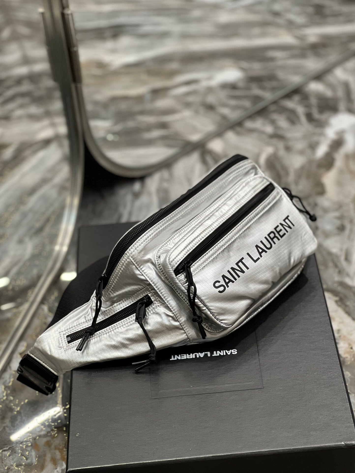 YSL Saint Laurent Nuxx Sliver , ’s 9.8in Crossbody Bag