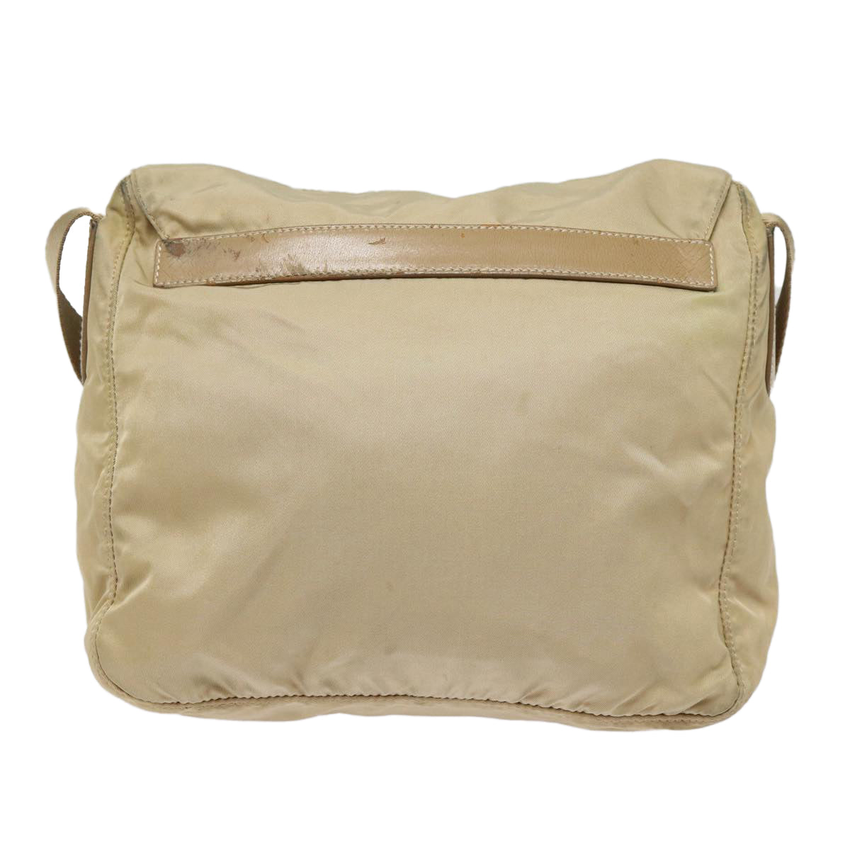Prada Shoulder Bag Auth Nylon Beige Silver