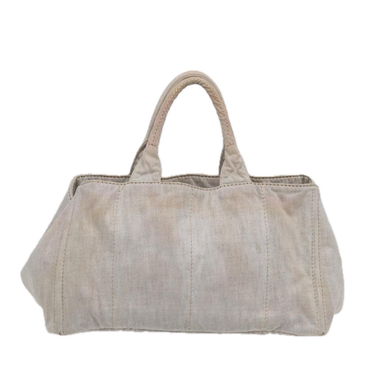 Prada Canapa Gm Hand Bag Auth Canvas Gold Gray Travel Bag
