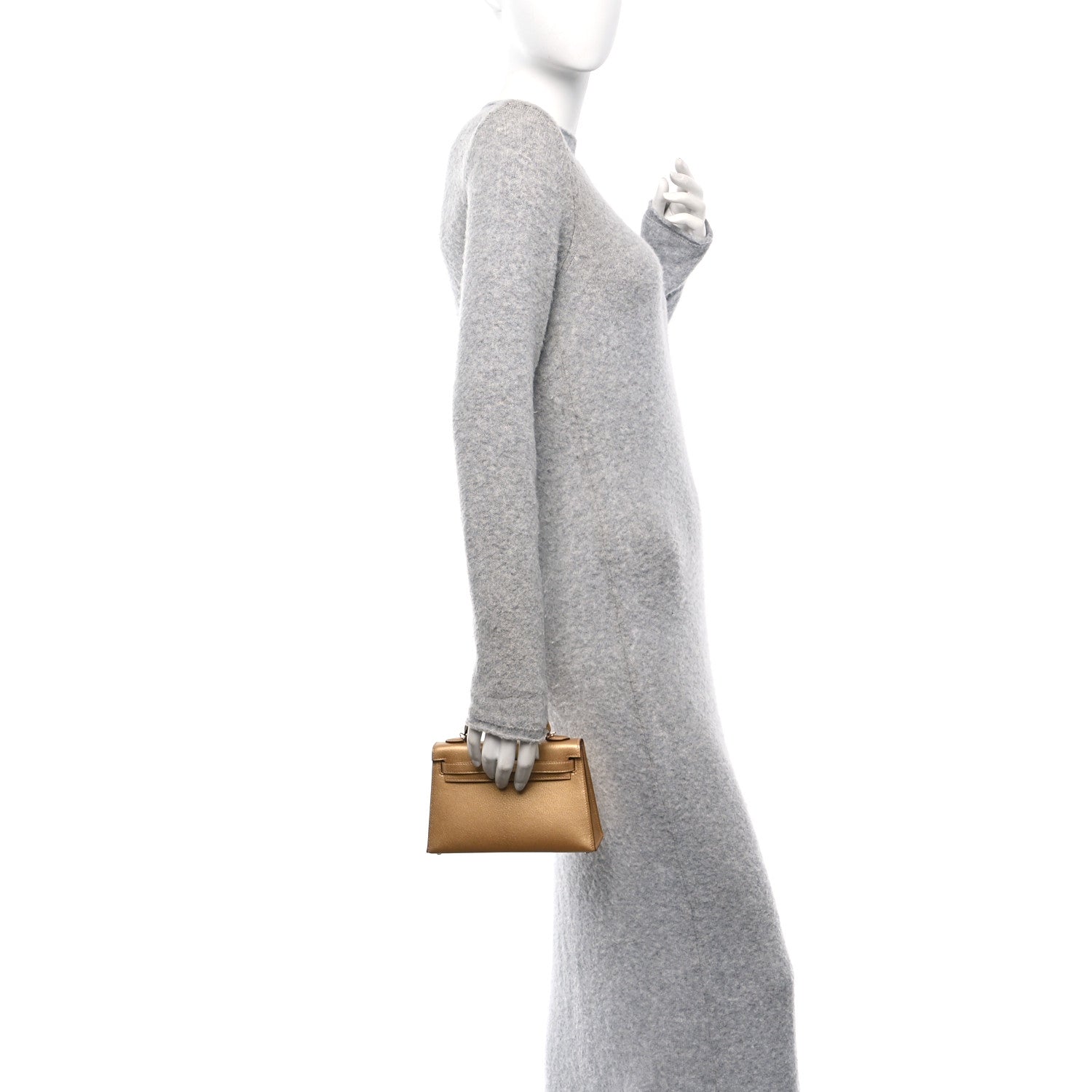 Hermes Metallic Chevre Chamkilight Kelly Sellier Dore Handbag Mini Travel Bag