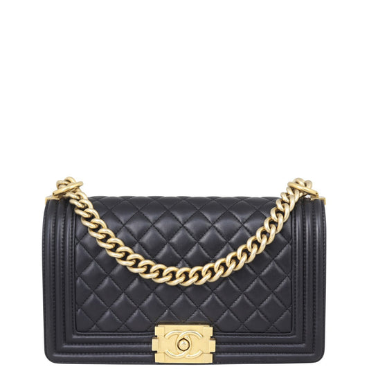 Chanel Boy Old Lambskin Handbag Black Medium