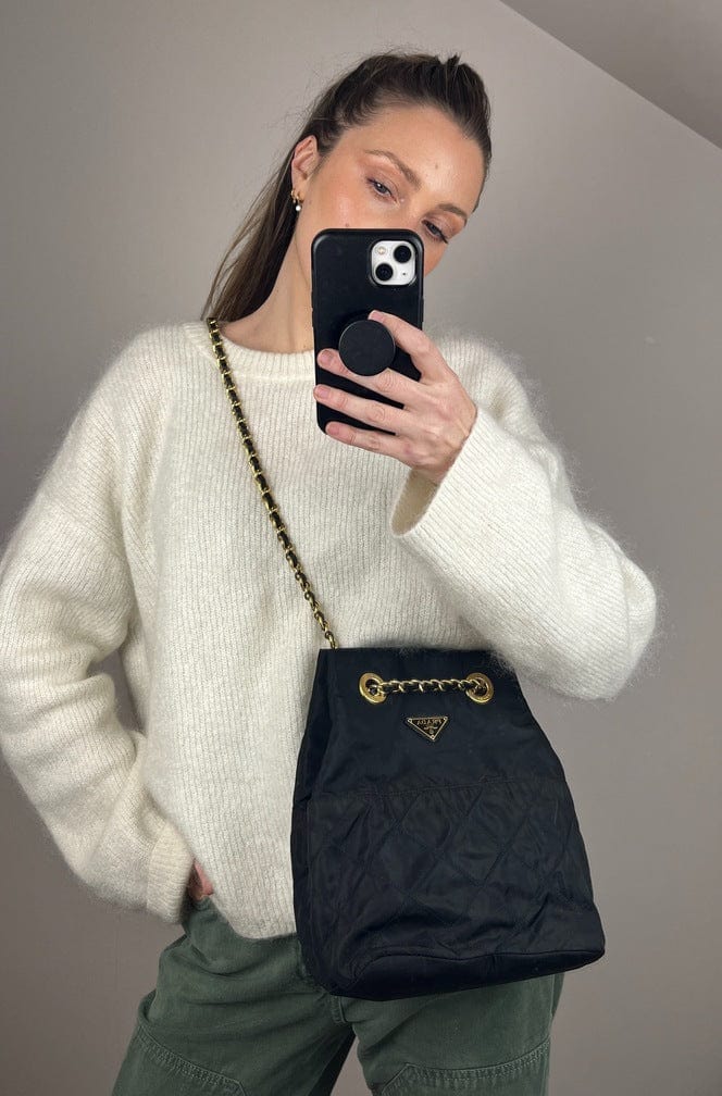 Prada Tote With Handle Nylon Chain Tote Bag