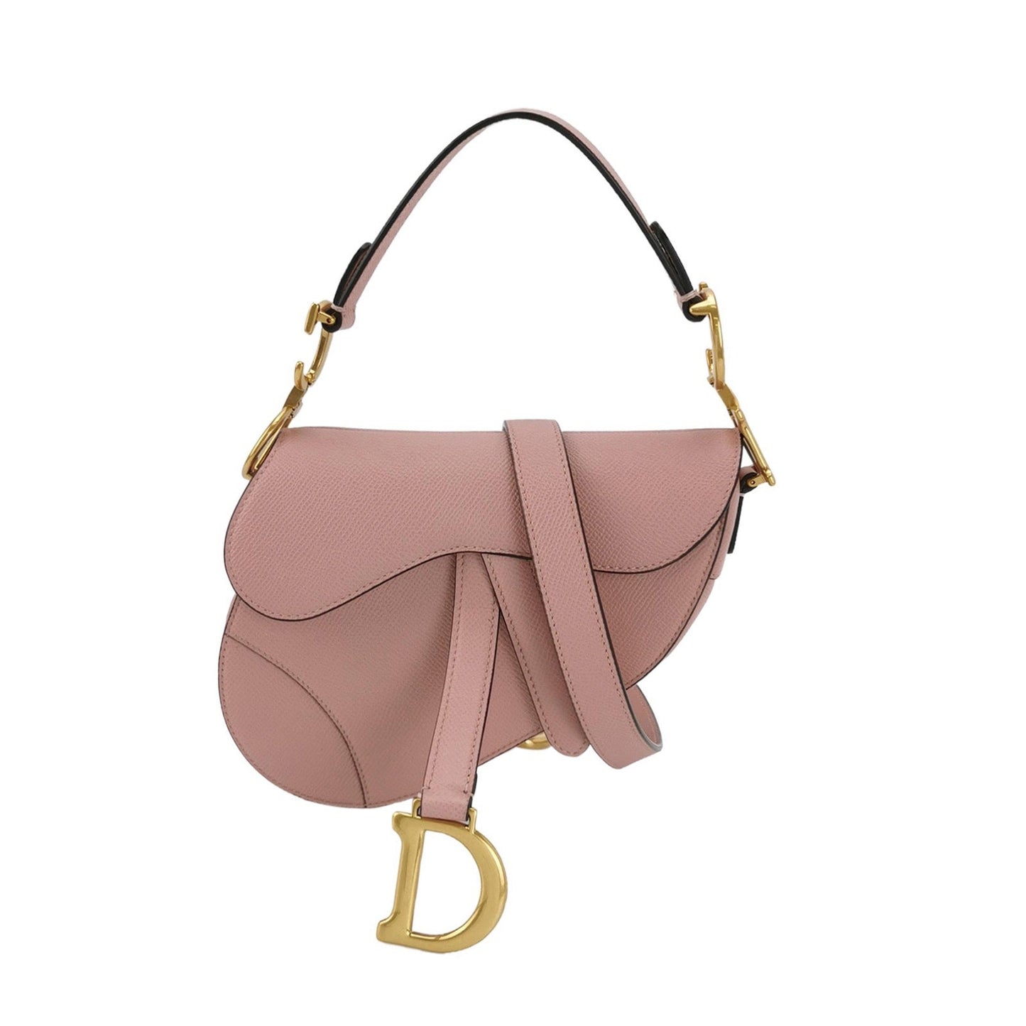 Dior Saddle Cherry Blossom Grained Ghw With Strap Leather Pink Travel Bag