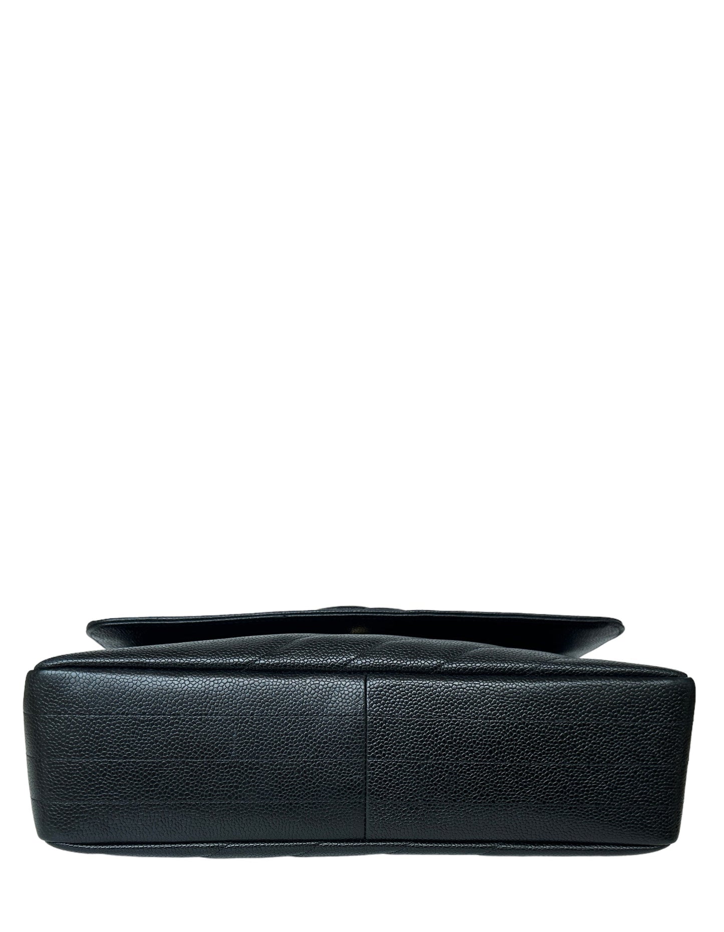 Chanel Black Caviar Leather Diagonal Quilted CC Flap Bag