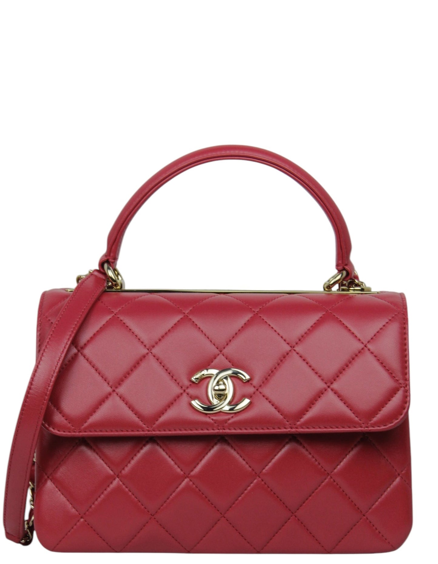 Chanel 2024 Dark Red Small Trendy CC Dual Handle Flap Bag
