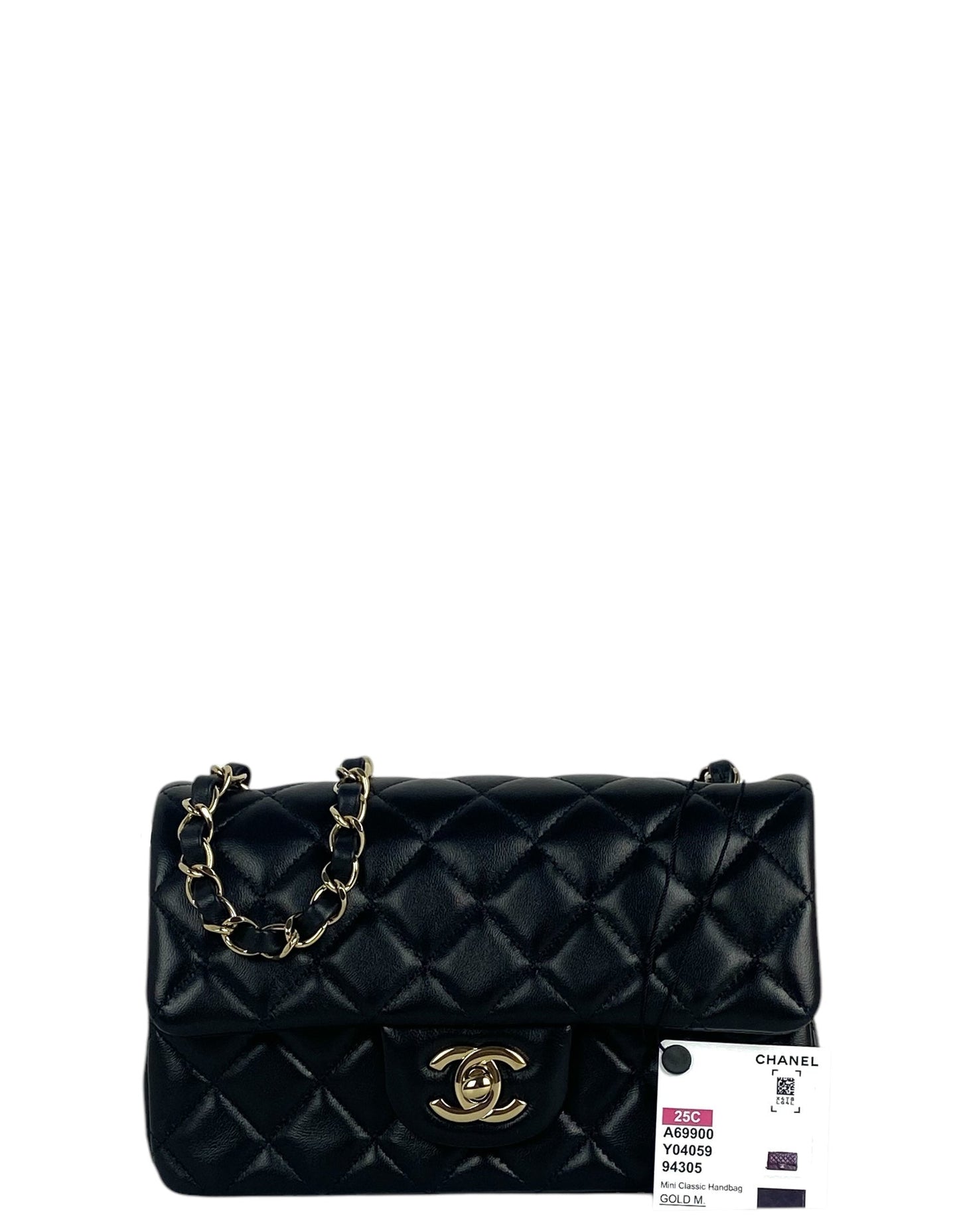 Black Lambskin Rectangular Mini Flap Bag Signature