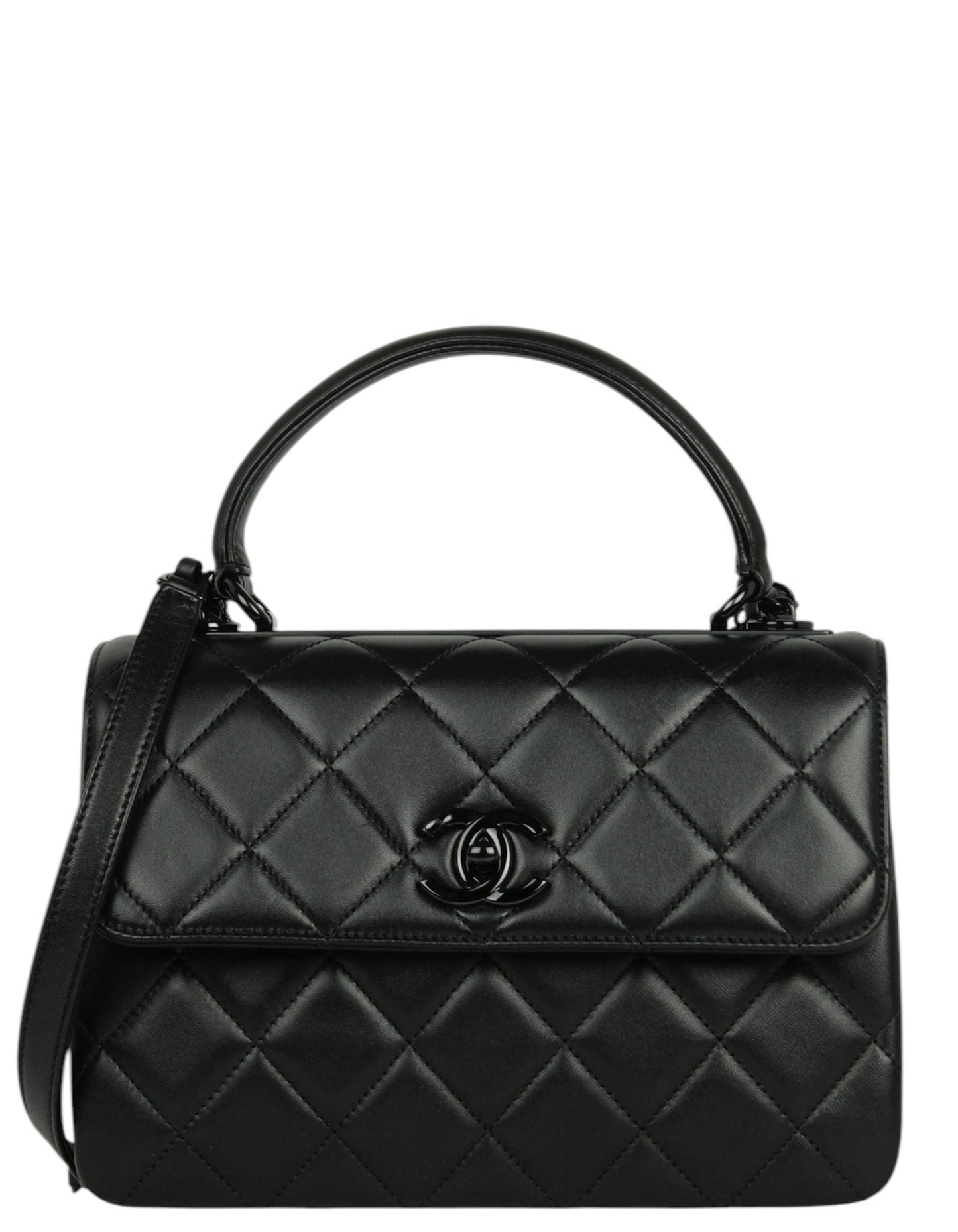 '24 SO Black Small Trendy CC Dual Handle Flap Bag Signature