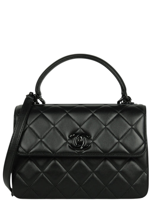 '24 SO Black Small Trendy CC Dual Handle Flap Bag Signature