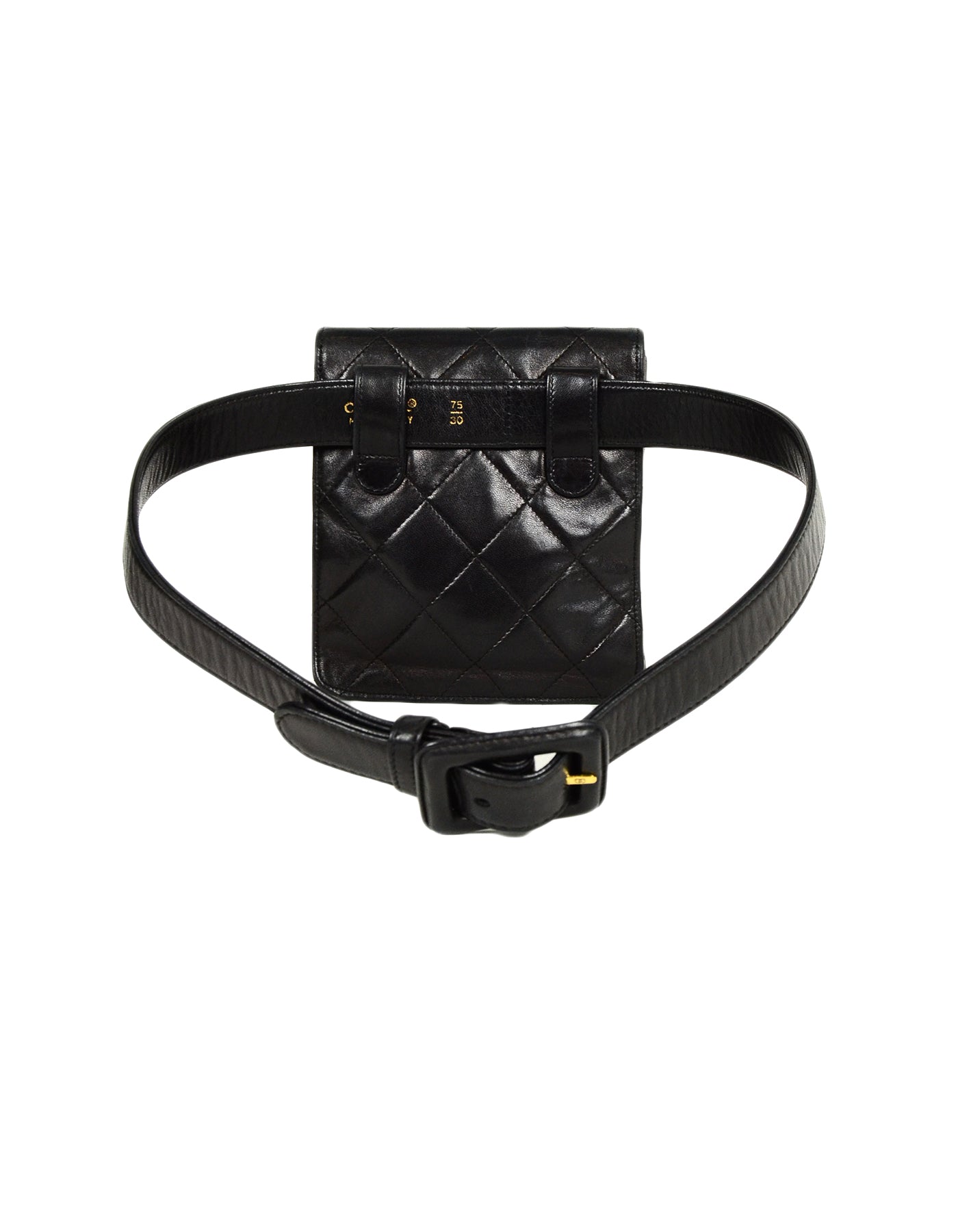 Chanel ' Black Lambskin Quilted Belt Bag sz 75/30"