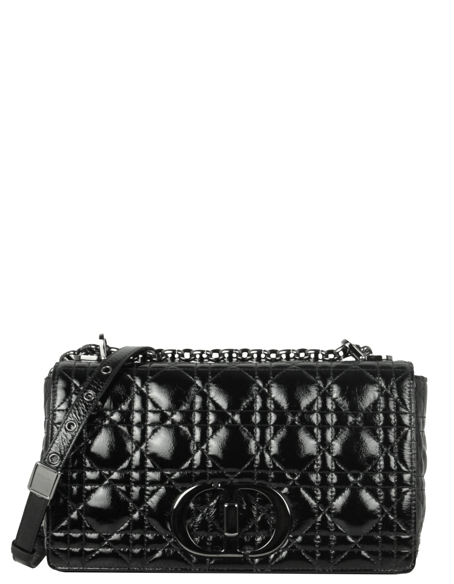 Dior Handbag Christian Cannage Caro Bag Leather Patent Black Shoulder Bag