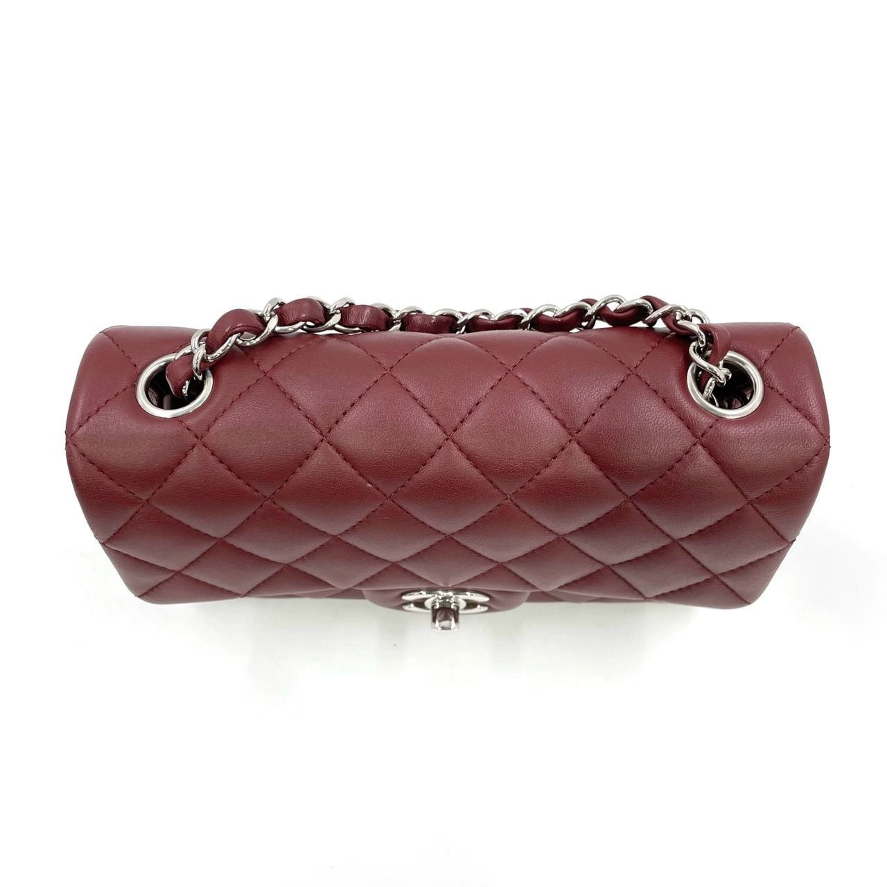 Chanel Classic Flap Rectangular Burgundy Lambskin HW Silver Mini Bag