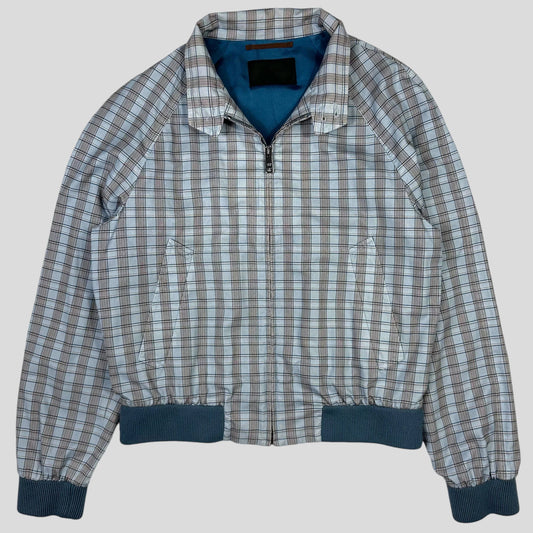 Prada Handbag Lined Cotton Checkered Bomber Jacket - S