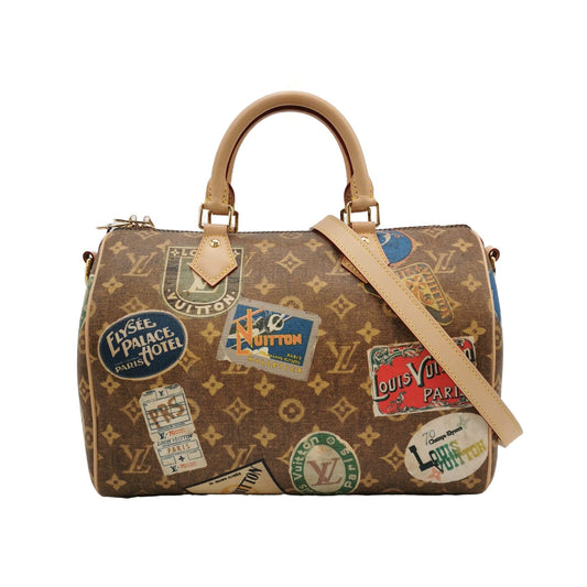 Louis Vuitton Speedy 30 Bandouliere Hotel Labels Monogram Handbag