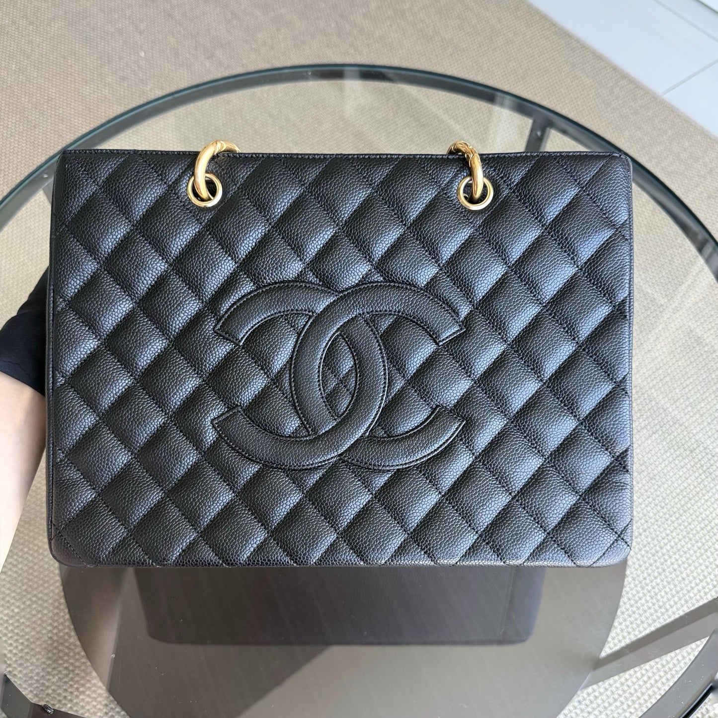 Chanel GST Grand Shopping Tote - Caviar Grained Quilted Black Tote Bag Series 16