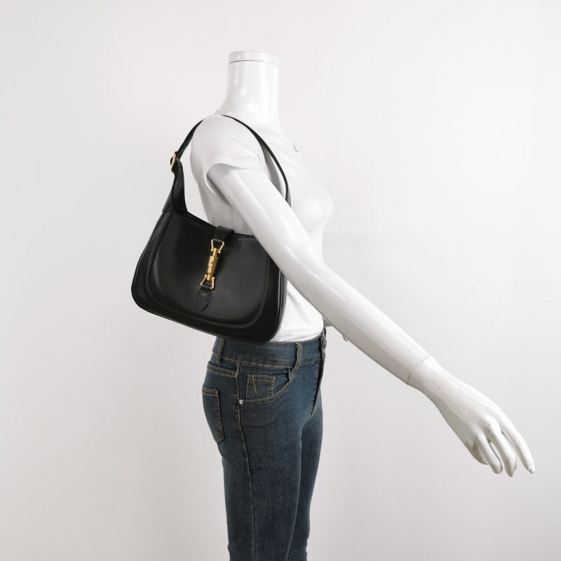 Gucci Jackie Adjustable Strap Leather Black Small Travel Bag