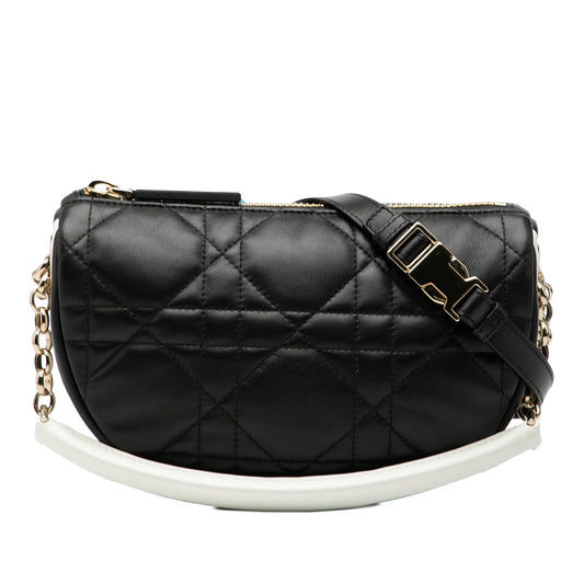 Dior Handbag Cannage Vibe Hobo Satchel Lambskin Black Small Satchel Bag