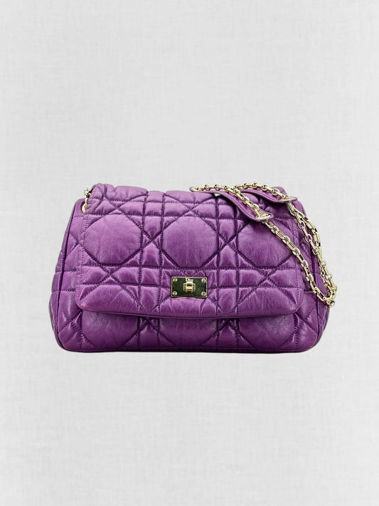 Dior Milly La Foret Purple Shoulder Bag Leather Lambskin Quilted