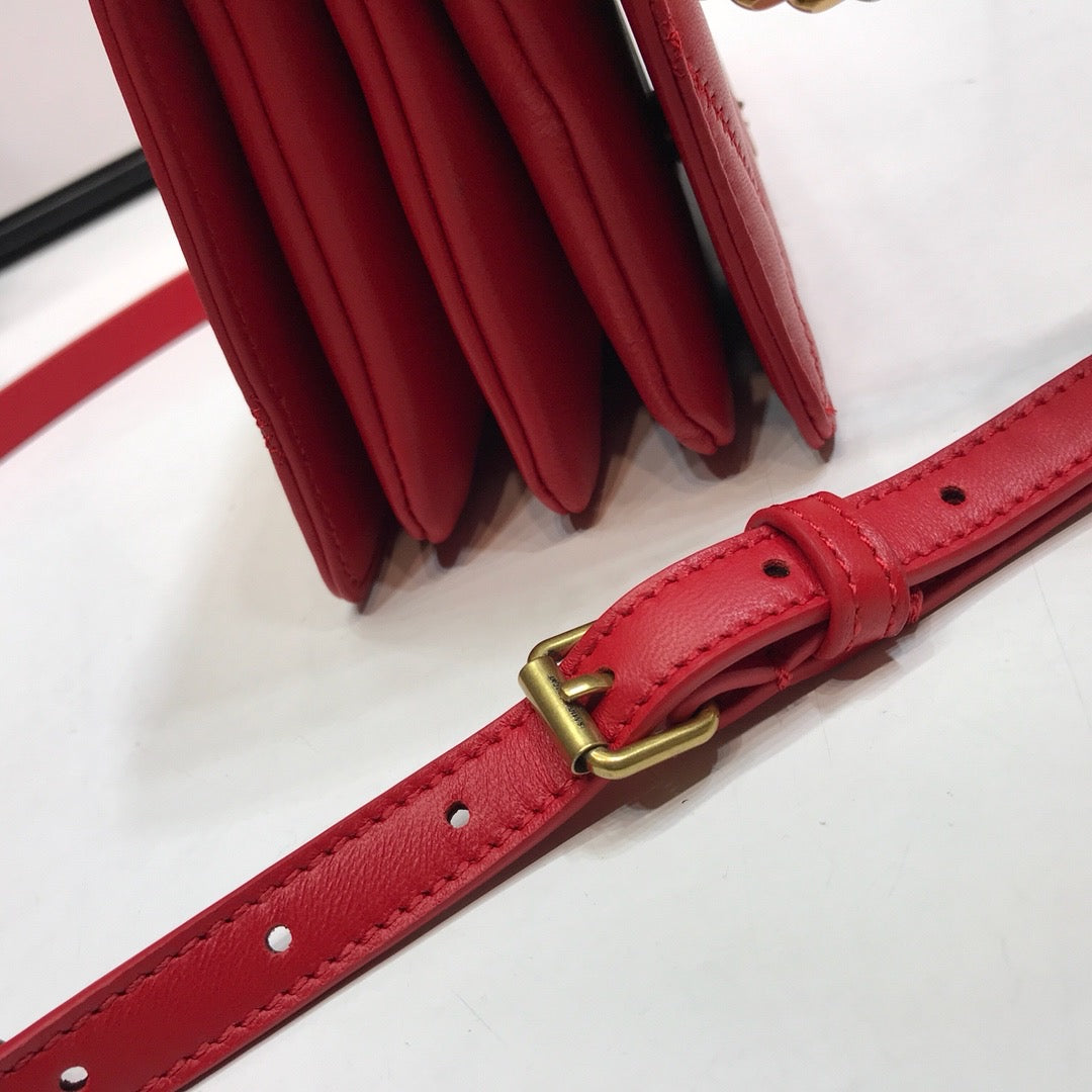 YSL Saint Laurent Angie 8in 22cm Patent Red Handbag