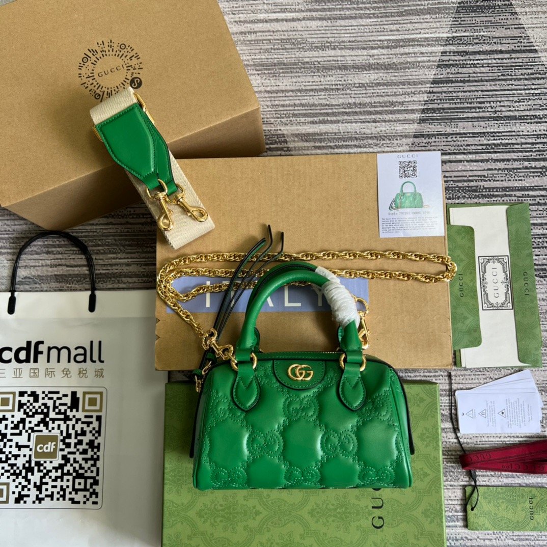 gg , ’s 7.5in 19cm Matelasse Green Top Handle Handbag