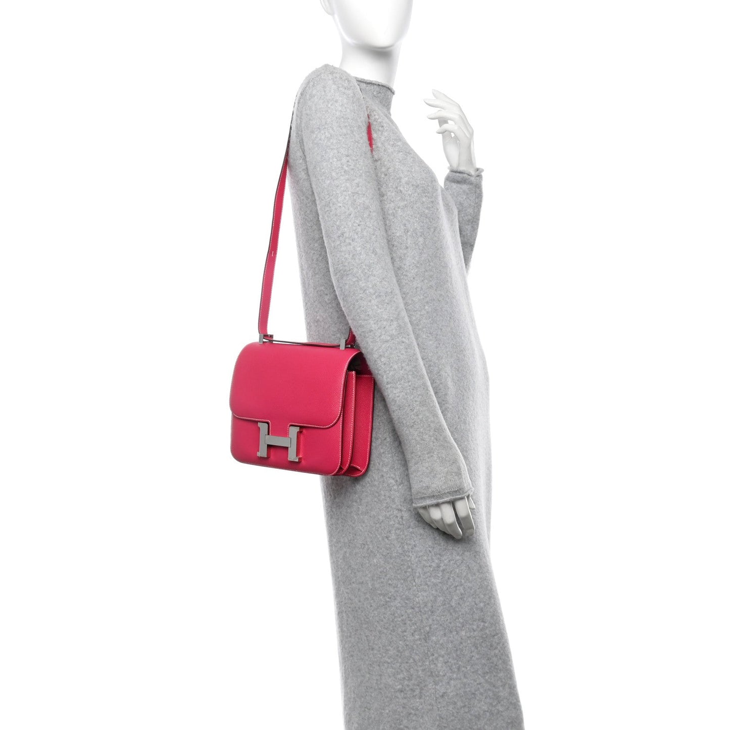 Hermes Epsom Constance Rose Tyrien Handbag Travel Bag Rose Tyrien 1665828