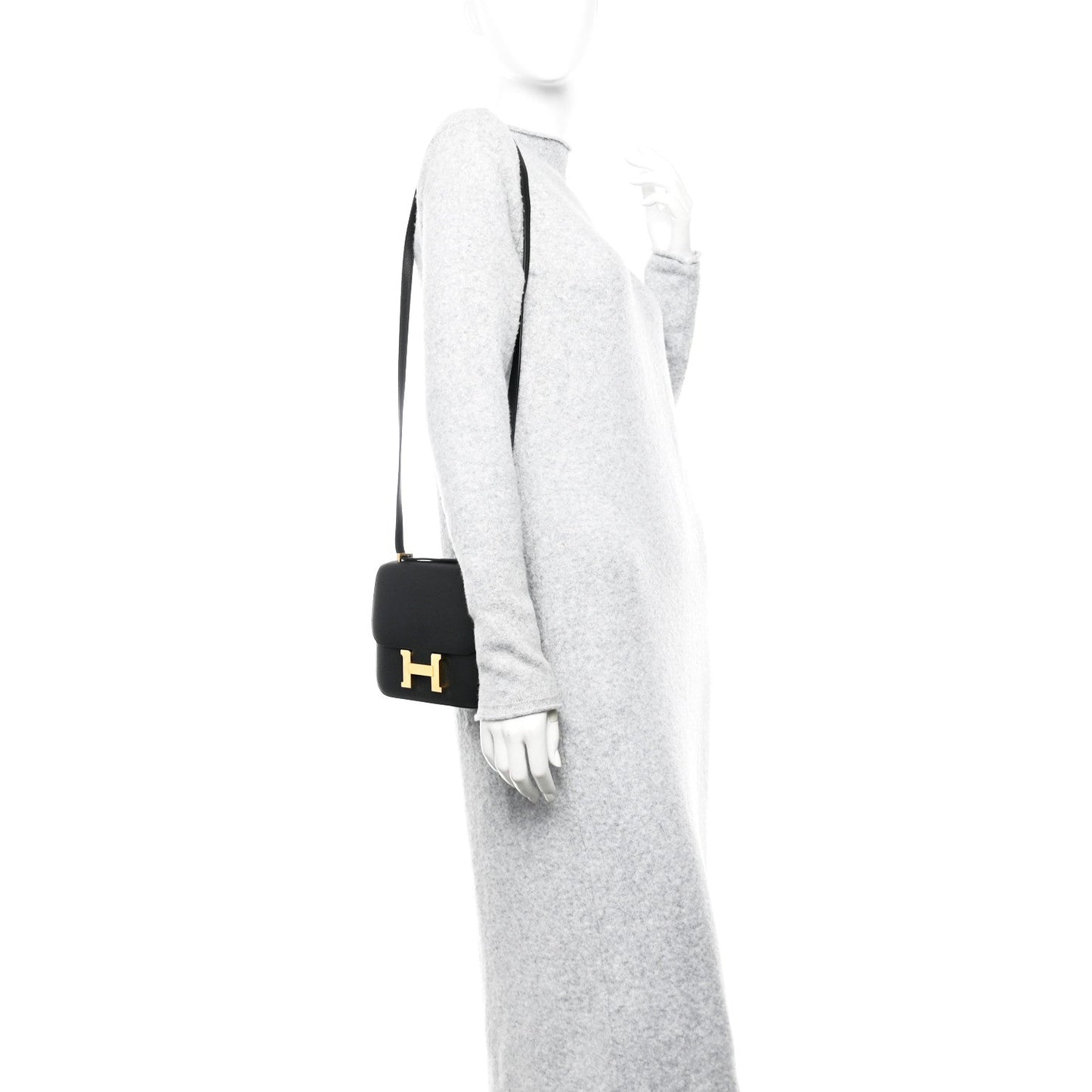 Hermes Epsom Constance Handbag Black Travel Bag 18 Black 1659808