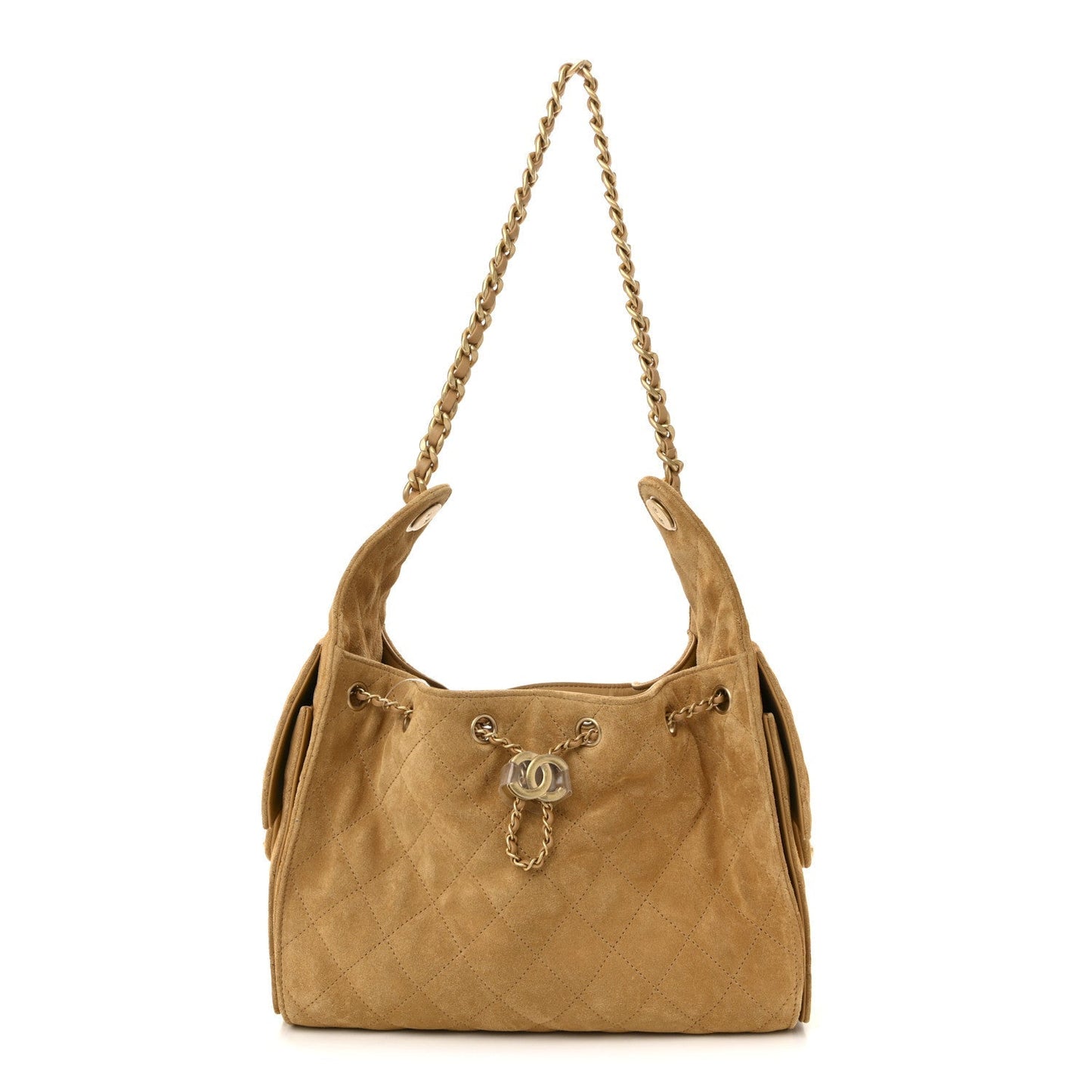Suede Quilted Small 25 Handbag Beige Classic