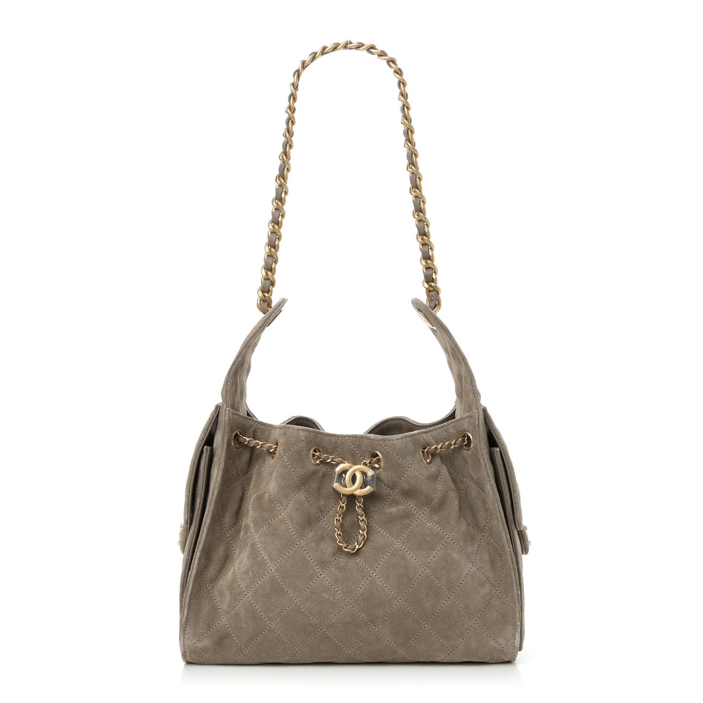 Suede Quilted Small 25 Handbag Dark Grey Heritage