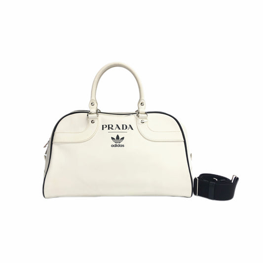 Prada Adidas Bowling Bag Calf Handbag Leather Calf Leather Travel Bag