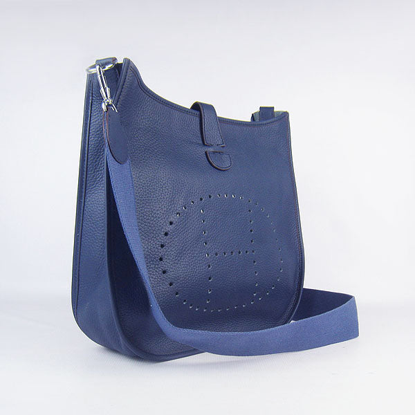 Hermes Luxury Evelyne I Handbag Dark Blue Silver Travel Bag