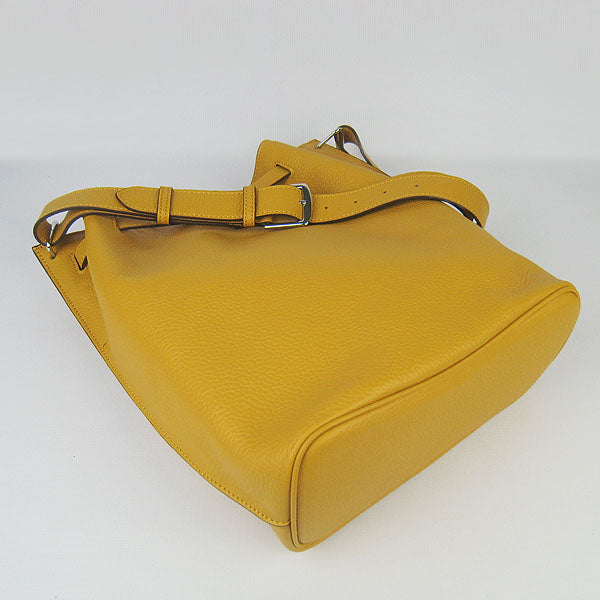 Hermes Luxury Nappa Shoulder Bag Yellow Leather Silver