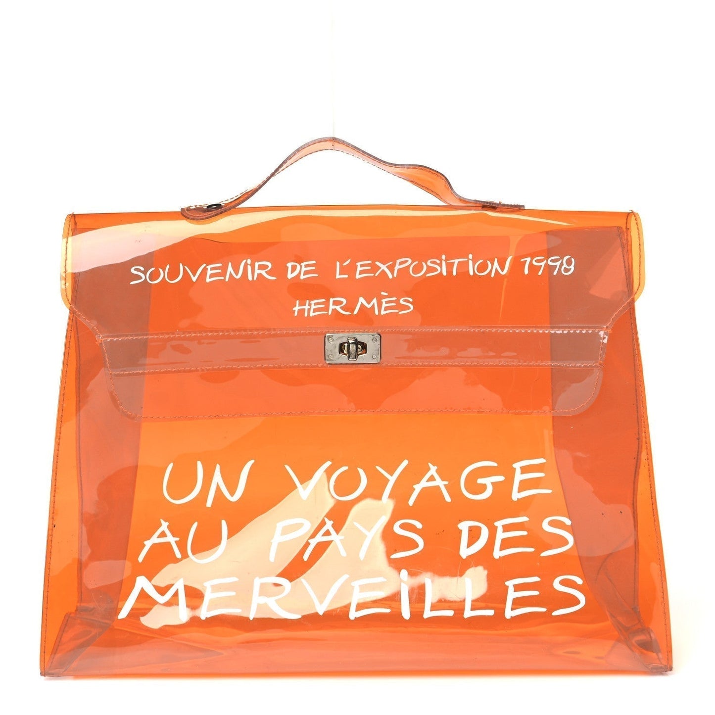 Hermes Vinyl Souvenir De Exposition Kelly Handbag Orange Travel Bag Kelly Orange 1760696