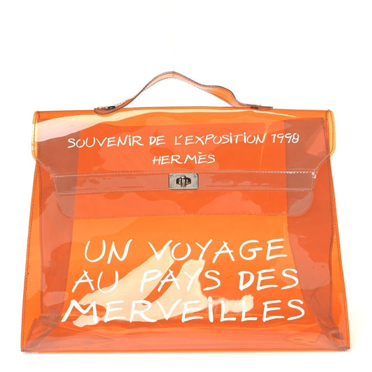 Hermes Vinyl Souvenir De Exposition Kelly Handbag Orange Travel Bag Kelly Orange 1760696