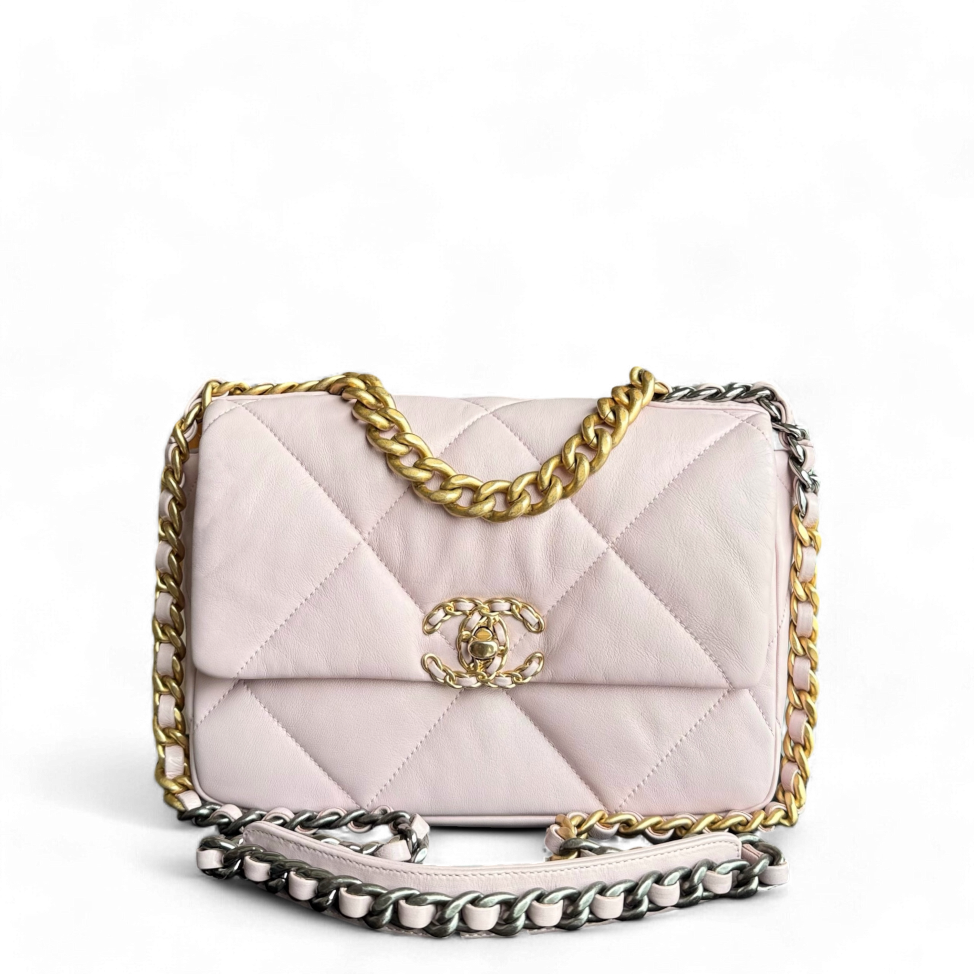 Chanel 19 Bag - Goatskin Light Sakura Two-tone Quilted Pink Handbag