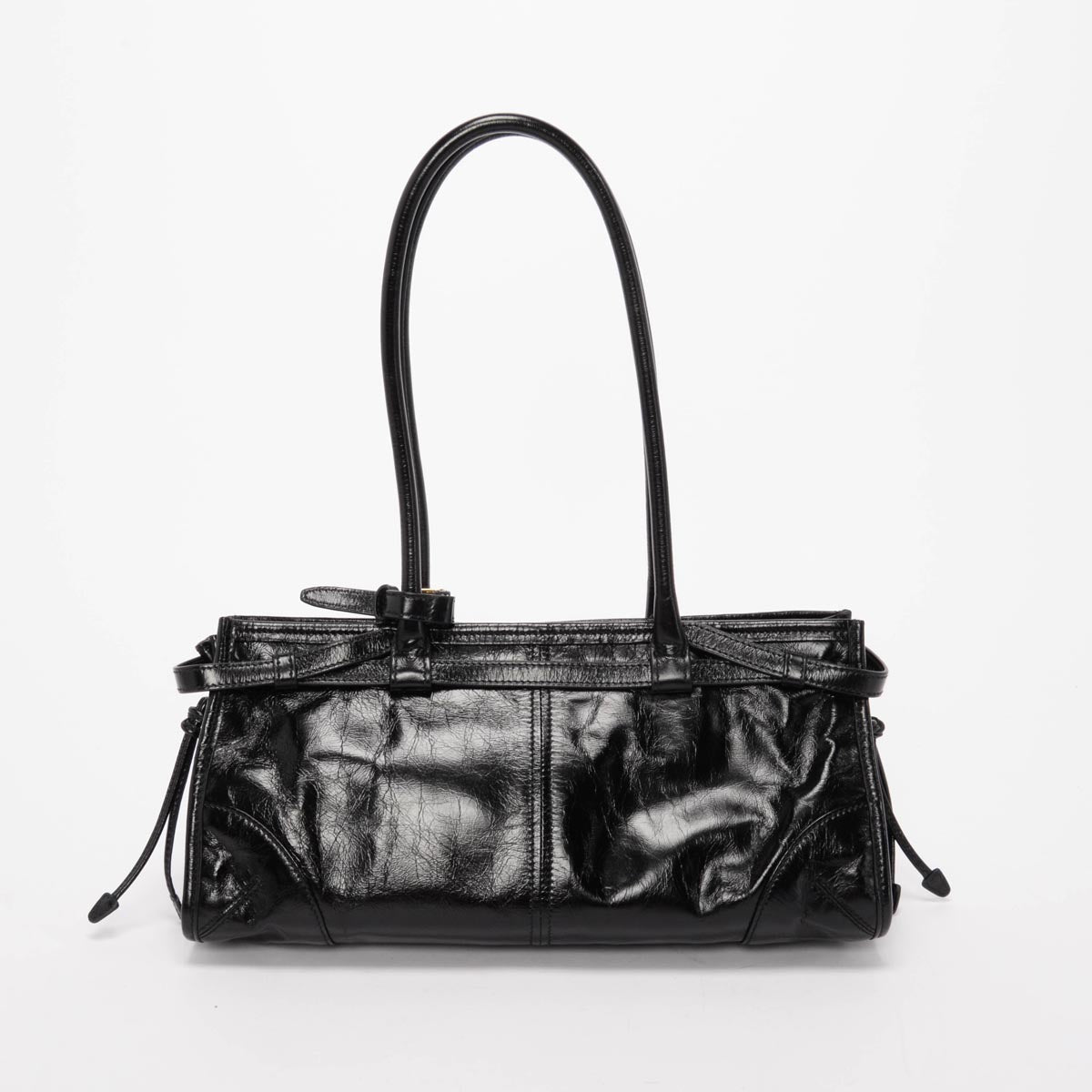 Prada Glossy Bonnie Bag Leather Black Medium Shoulder Bag