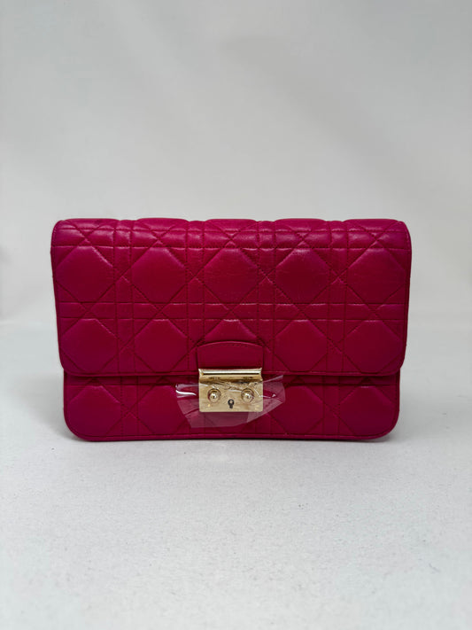 Dior Handbag Cannage Miss Promenade Pouch Fuchsia BJ1-04 Lambskin