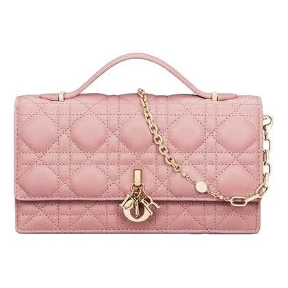 Dior The Lady Calfskin Pouch Bag Blush Ultramatte Chain Travel Bag