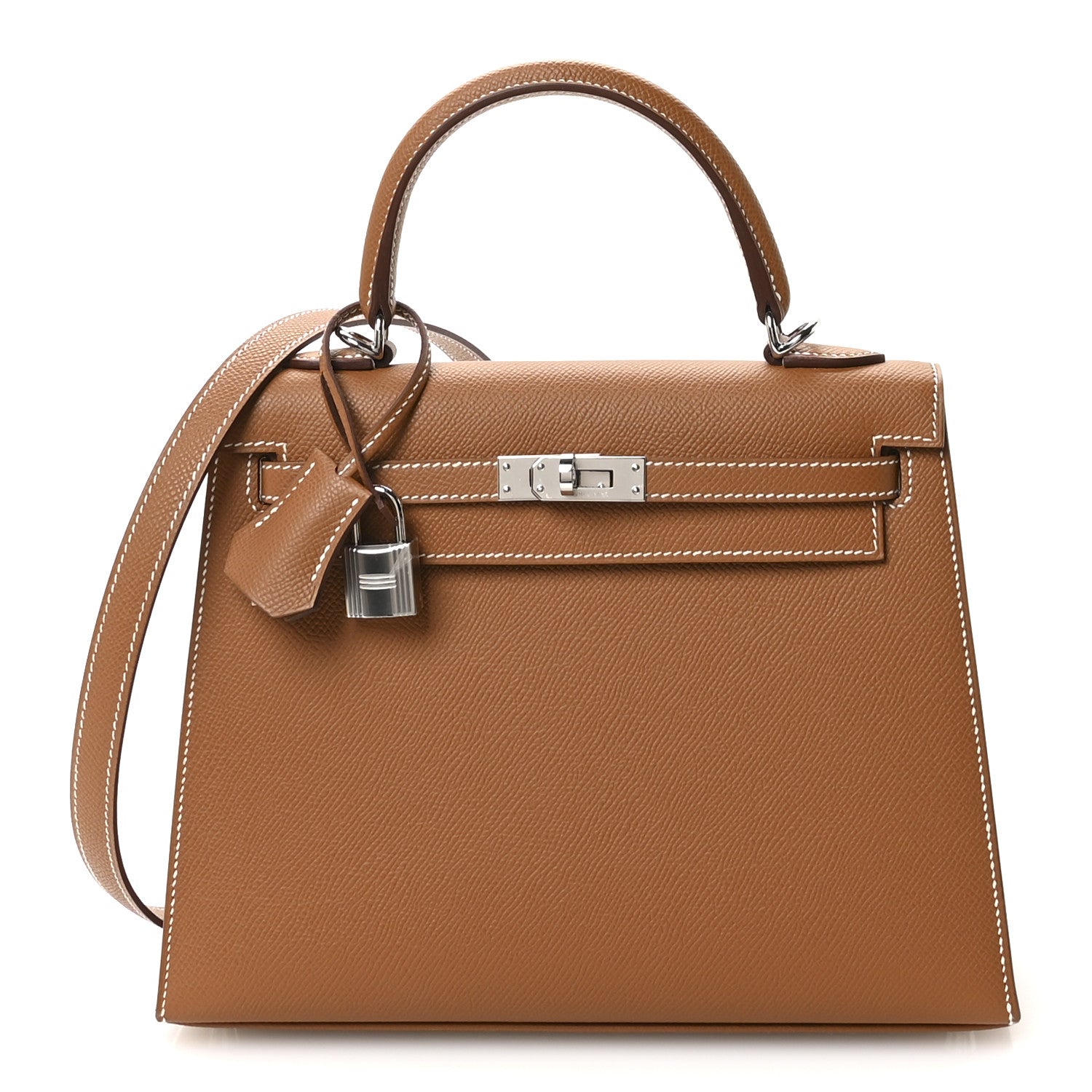 Hermes Epsom Kelly Sellier Handbag Gold Travel Bag 25 Gold 1744403