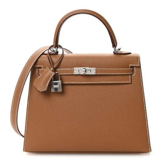 Hermes Epsom Kelly Sellier Handbag Gold Travel Bag 25 Gold 1744403