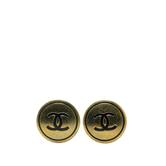 Gold Plated Coco Mark Earrings Jewelry Polished