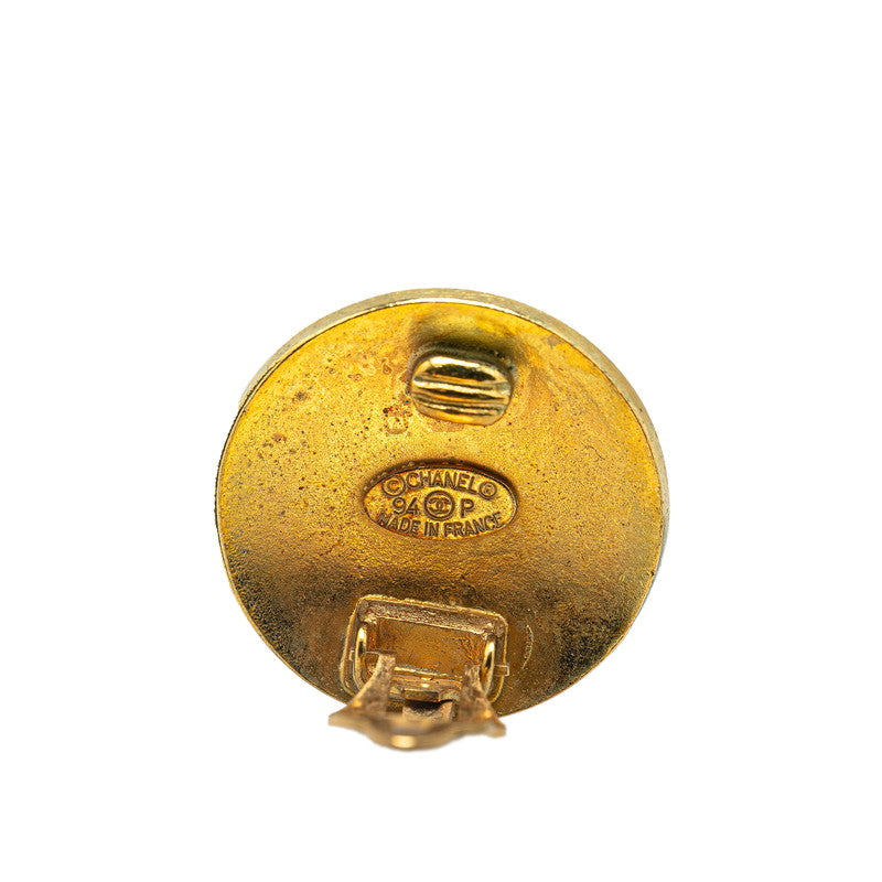 Gold Plated Coco Mark Earrings Jewelry Polished