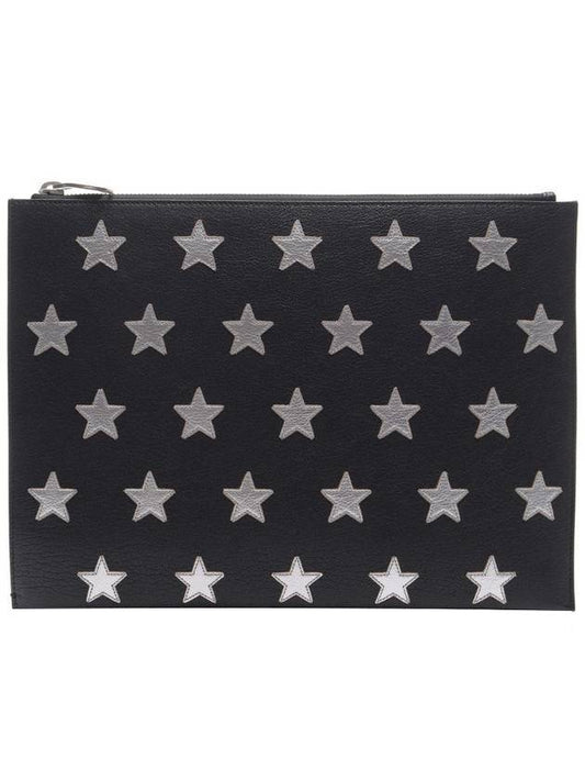 YSL Saint Laurent Saint Laurent Trending Star Patch Clutch Bag Leather Black