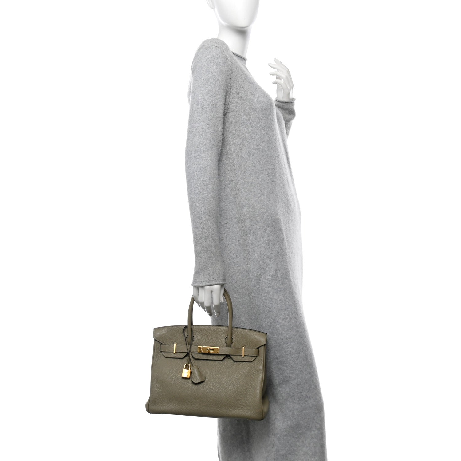 Hermes Taurillon Clemence Birkin Sauge Handbag Travel Bag