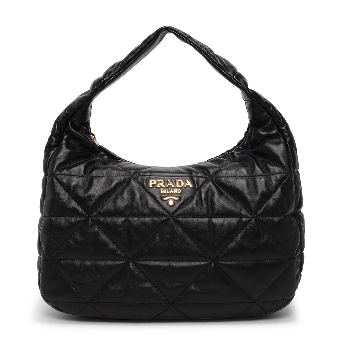 Prada Nappa Stitched Hobo Bag Black Large Shoulder Bag