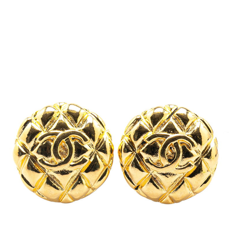 Chanel Gold Plated Coco Mark Matelasse Earrings Jewelry