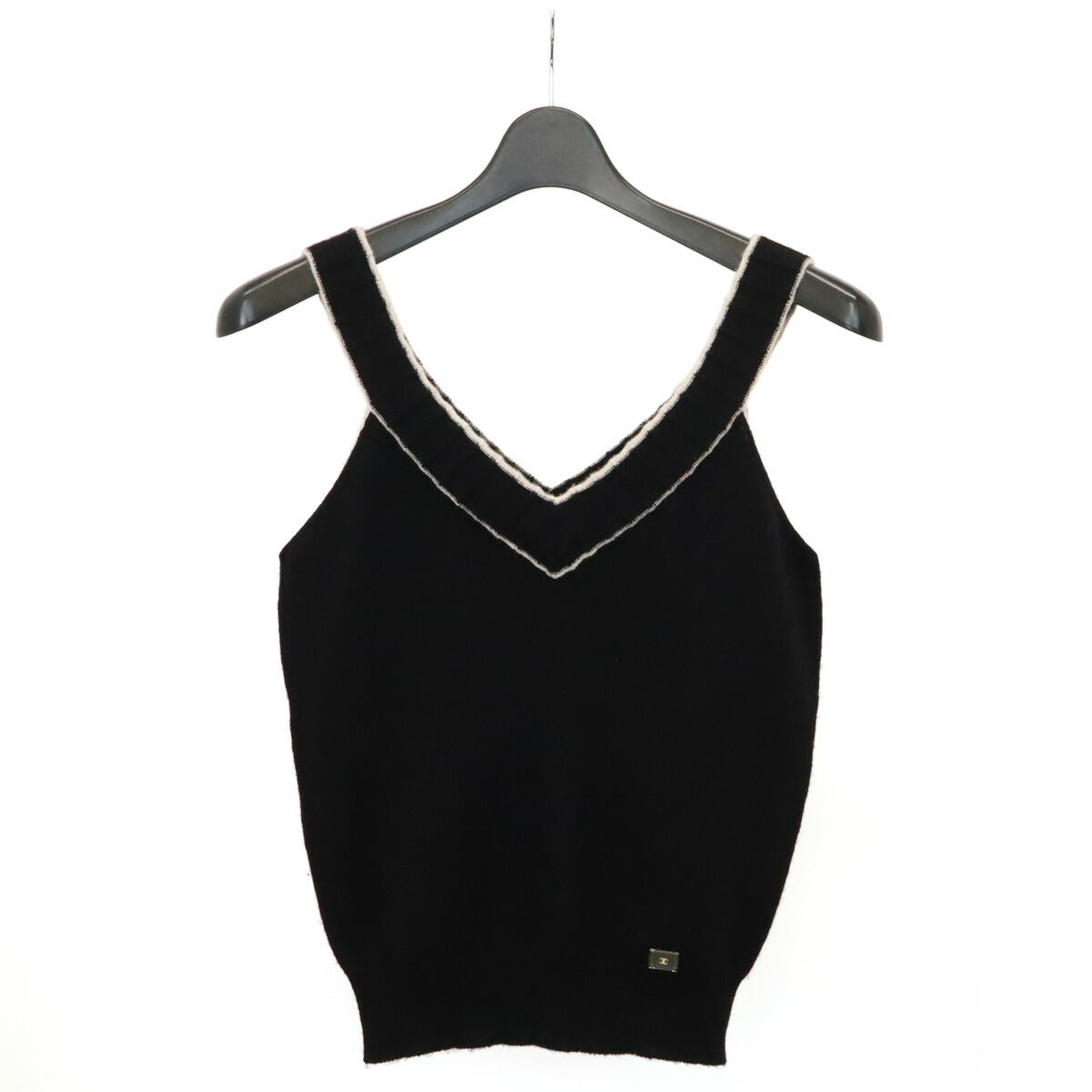 Chanel 100% Cashmere Coco Mark Knit Sleeveless Top
